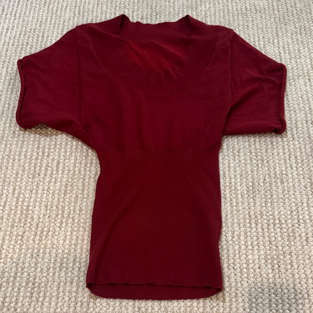 Y2K Women’s Short Sleeve Scoop Neck dress - Deep Burgundy